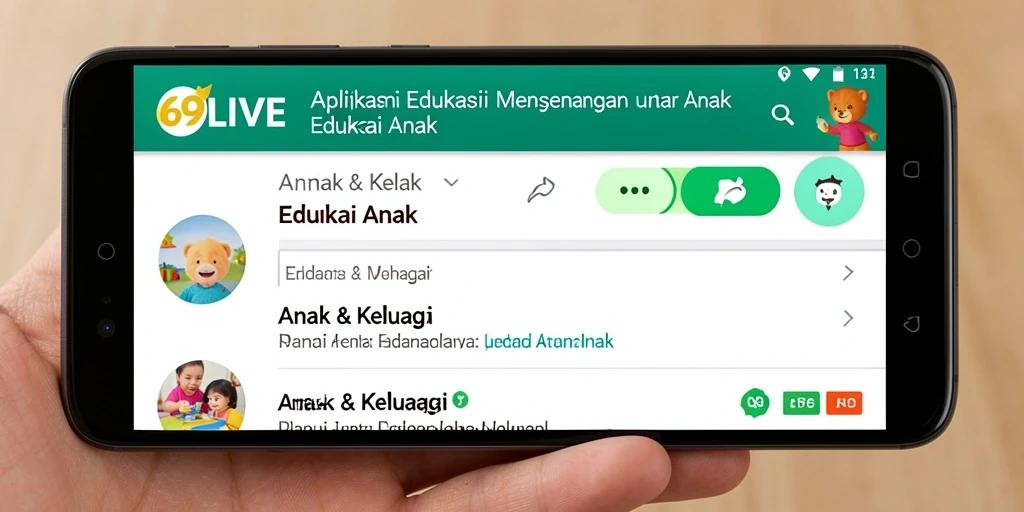 Tampilan antarmuka 69LIVE yang ramah anak.