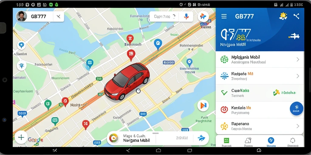 Antarmuka GB777 yang intuitif untuk navigasi mobil.
