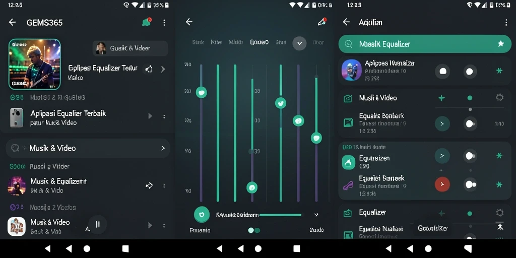 Antarmuka pengguna GEMS365 menunjukkan fitur Equalizer yang mudah digunakan.