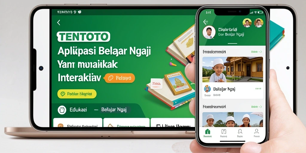 Antarmuka pengguna TENTOTO yang menarik dengan fungsi belajar mengaji yang interaktif.