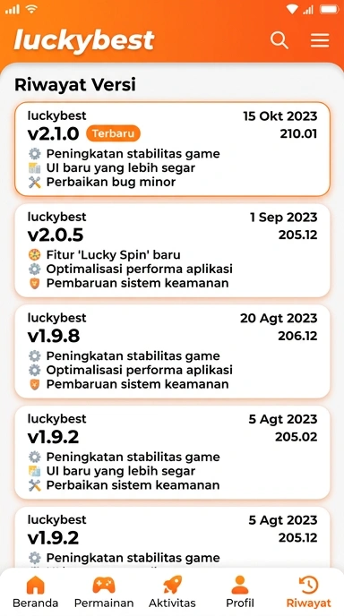 Riwayat Versi Aplikasi luckybest untuk Pengguna Android